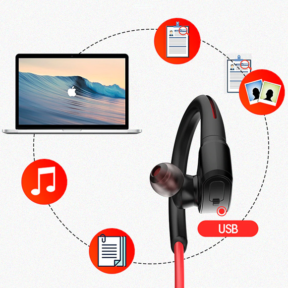 Sluchátka Bluetooth 4.2 bezdrátová s přehrávačem do uší MP3 pro iOS apple iPod Android Windows.